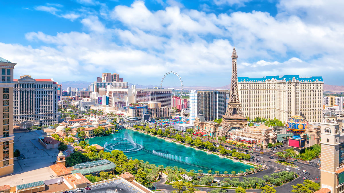 Aerial view of Las Vegas strip in Nevada